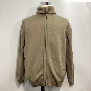 Zara Men's Turtleneck High Long Sleeve Zip Up Tan Sweater Size XL